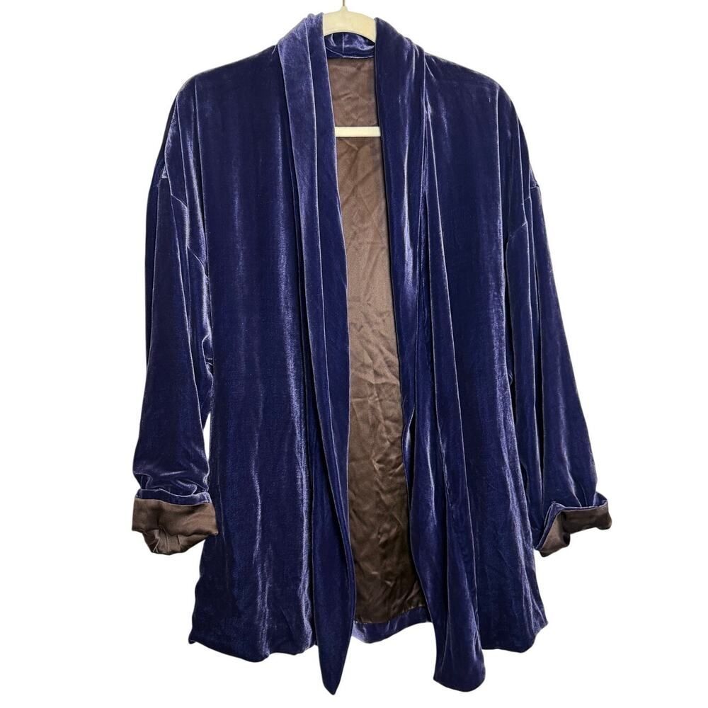 VTG Maria Pinto Deep Purple Velvet Open Cardigan Jacket Women’s Sz. 1 (US 2-4)
